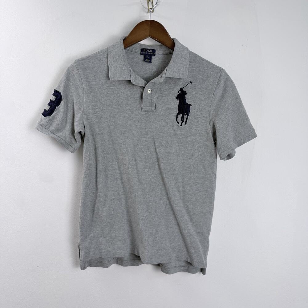 Polo Ralph Lauren Big Pony Polo Shirt Gray Custom Fit Youth L 14/16